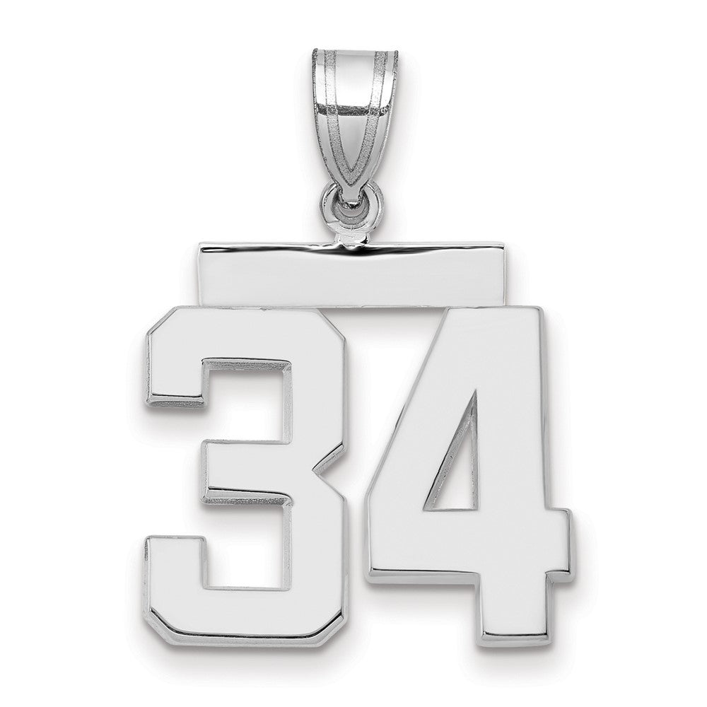 14K Weißgold mittelgroßer polierter Charm Nummer 34