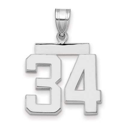 14K Weißgold mittelgroßer polierter Charm Nummer 34
