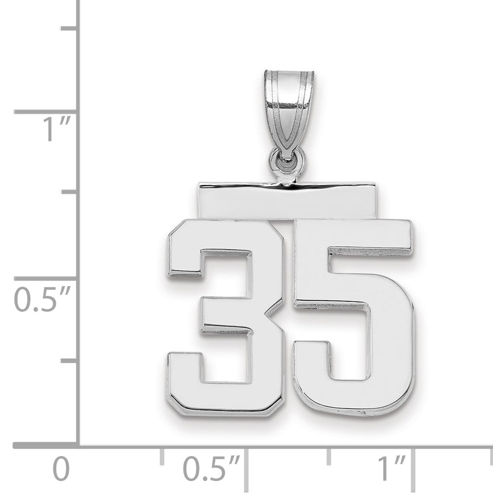 14K Weißgold mittelgroßer polierter Charm „Nummer 35“