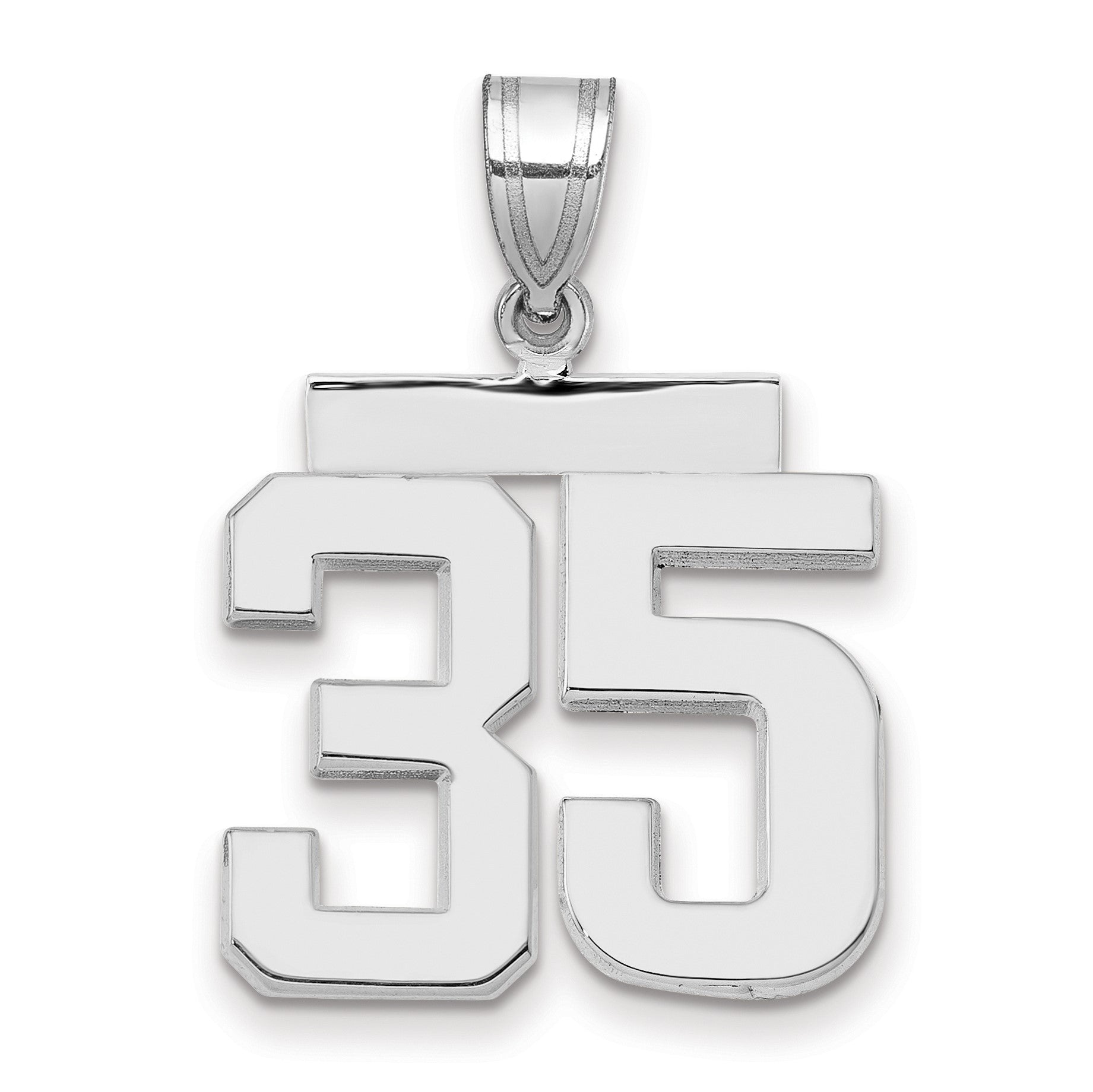 14K Weißgold mittelgroßer polierter Charm „Nummer 35“