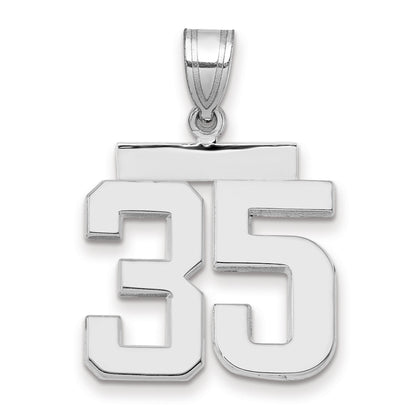 14K Weißgold mittelgroßer polierter Charm „Nummer 35“