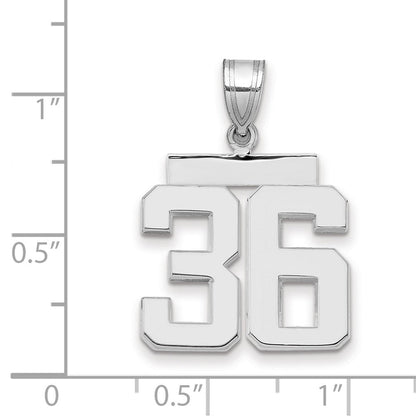 14k Weißgold Charm „Nummer 36“, mittelgroß, poliert
