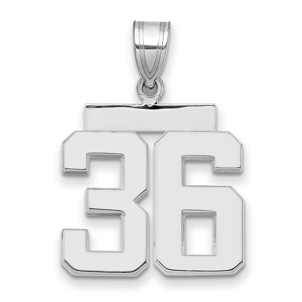 14k Weißgold Charm „Nummer 36“, mittelgroß, poliert