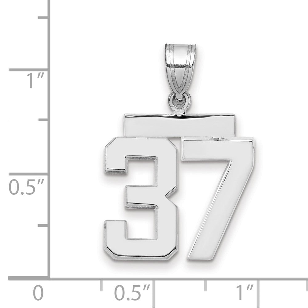14K Weißgold mittelgroßer polierter Zahl-37-Charm