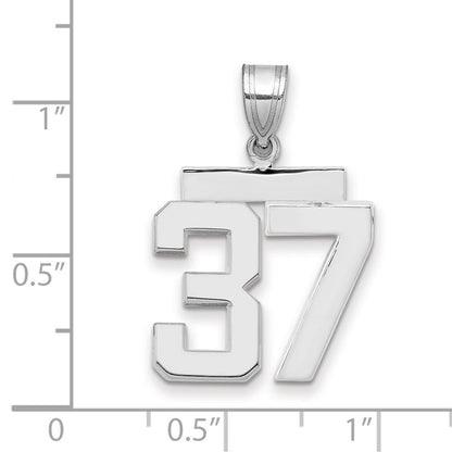 14K Weißgold mittelgroßer polierter Zahl-37-Charm