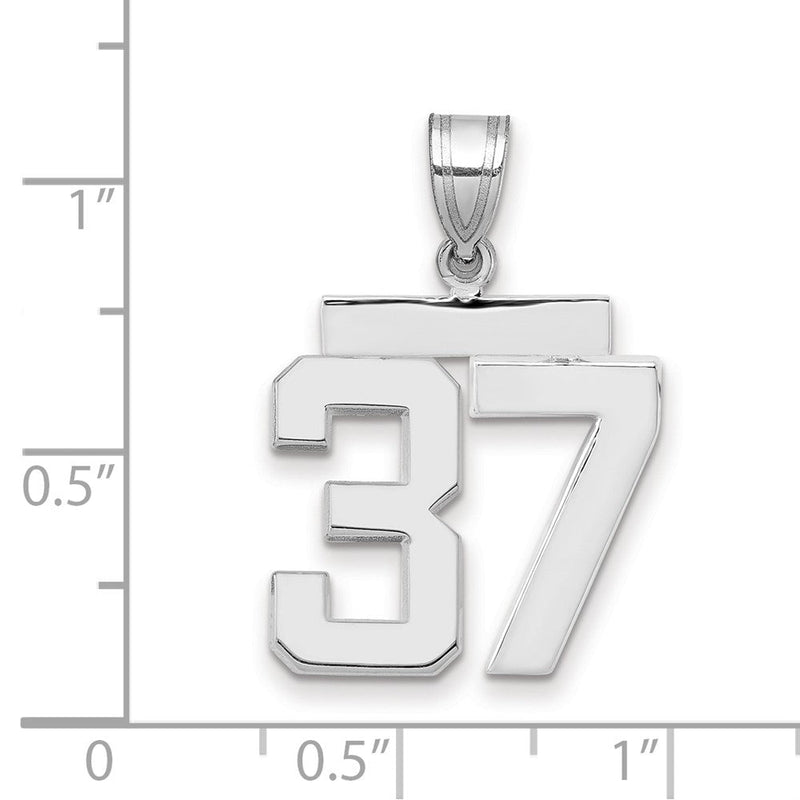 14K Weißgold mittelgroßer polierter Zahl-37-Charm