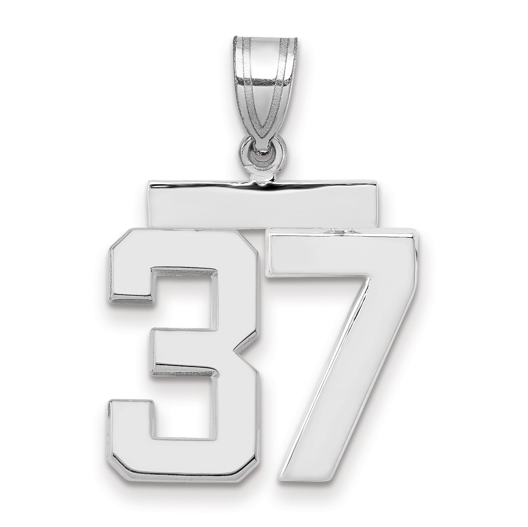 14K Weißgold mittelgroßer polierter Zahl-37-Charm