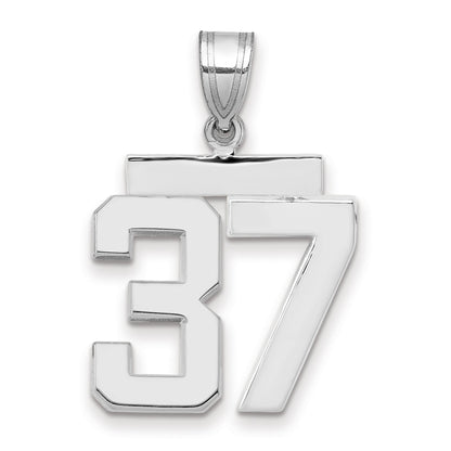 14K Weißgold mittelgroßer polierter Zahl-37-Charm