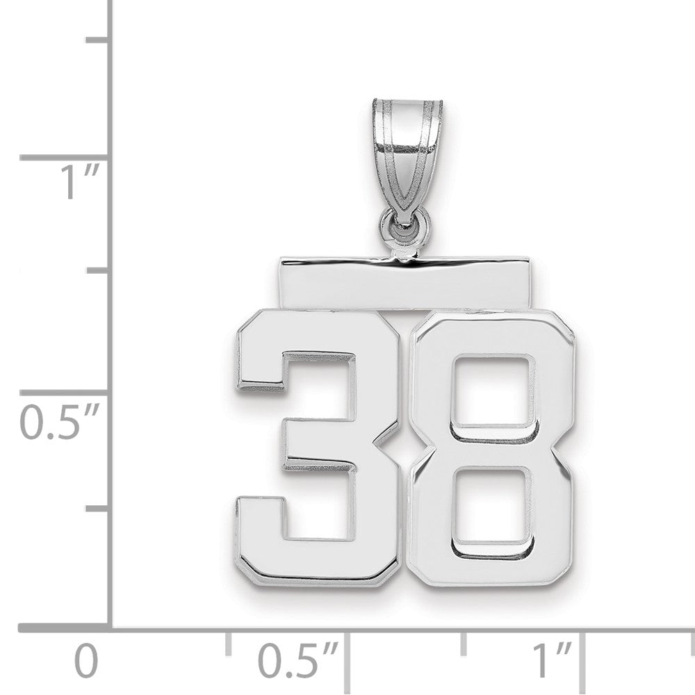 14K Weißgold Charm „Zahl 38“, mittelgroß, poliert