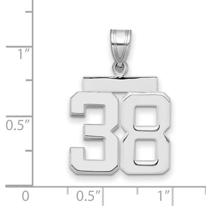 14K Weißgold Charm „Zahl 38“, mittelgroß, poliert