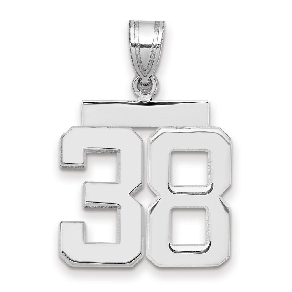 14K Weißgold Charm „Zahl 38“, mittelgroß, poliert