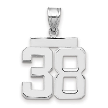 14K Weißgold Charm „Zahl 38“, mittelgroß, poliert