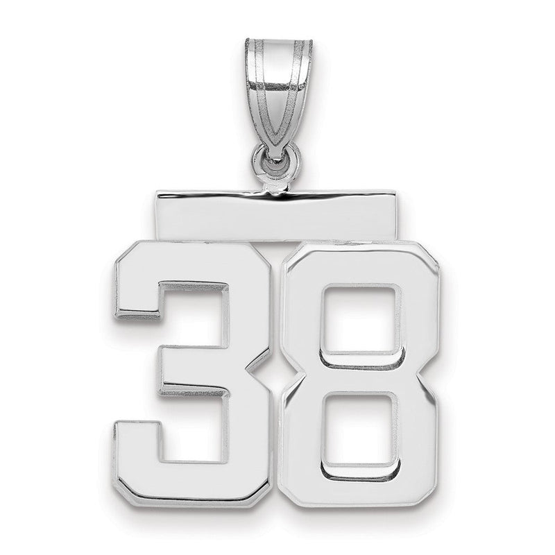 14K Weißgold Charm „Zahl 38“, mittelgroß, poliert