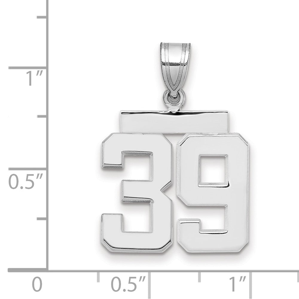 14K Weißgold Charm „Zahl 39", mittelgroß, poliert