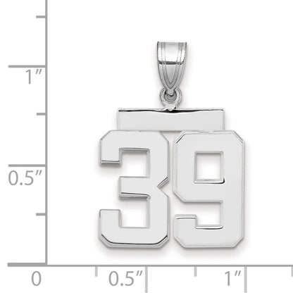 14K Weißgold Charm „Zahl 39", mittelgroß, poliert