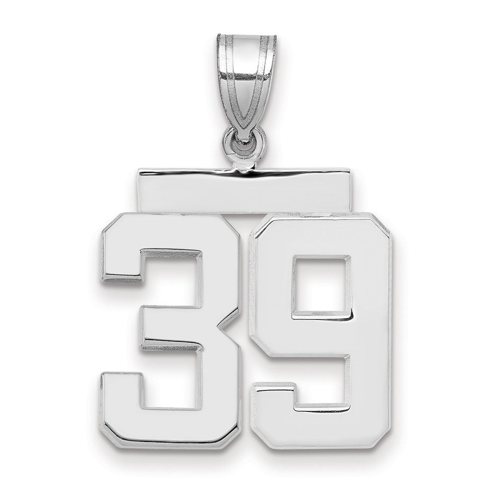 14K Weißgold Charm „Zahl 39", mittelgroß, poliert