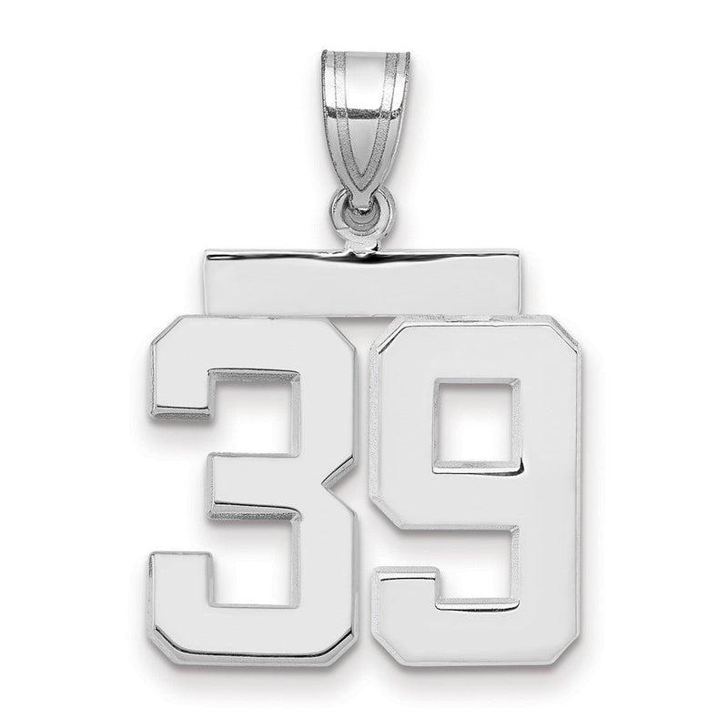 14K Weißgold Charm „Zahl 39", mittelgroß, poliert