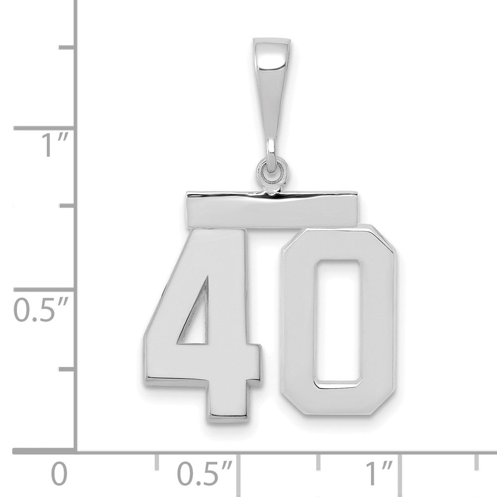 14K Weißgold mittelgroßer polierter Charm mit Zahl 40