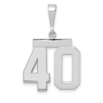 14K Weißgold mittelgroßer polierter Charm mit Zahl 40