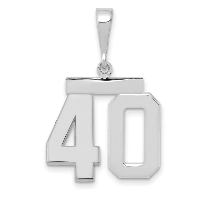 14K Weißgold mittelgroßer polierter Charm mit Zahl 40