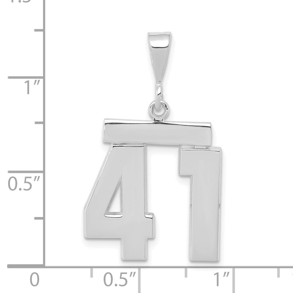 14K Weißgold Zahl 41 Charm, mittelgroß, poliert