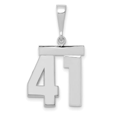 14K Weißgold Zahl 41 Charm, mittelgroß, poliert