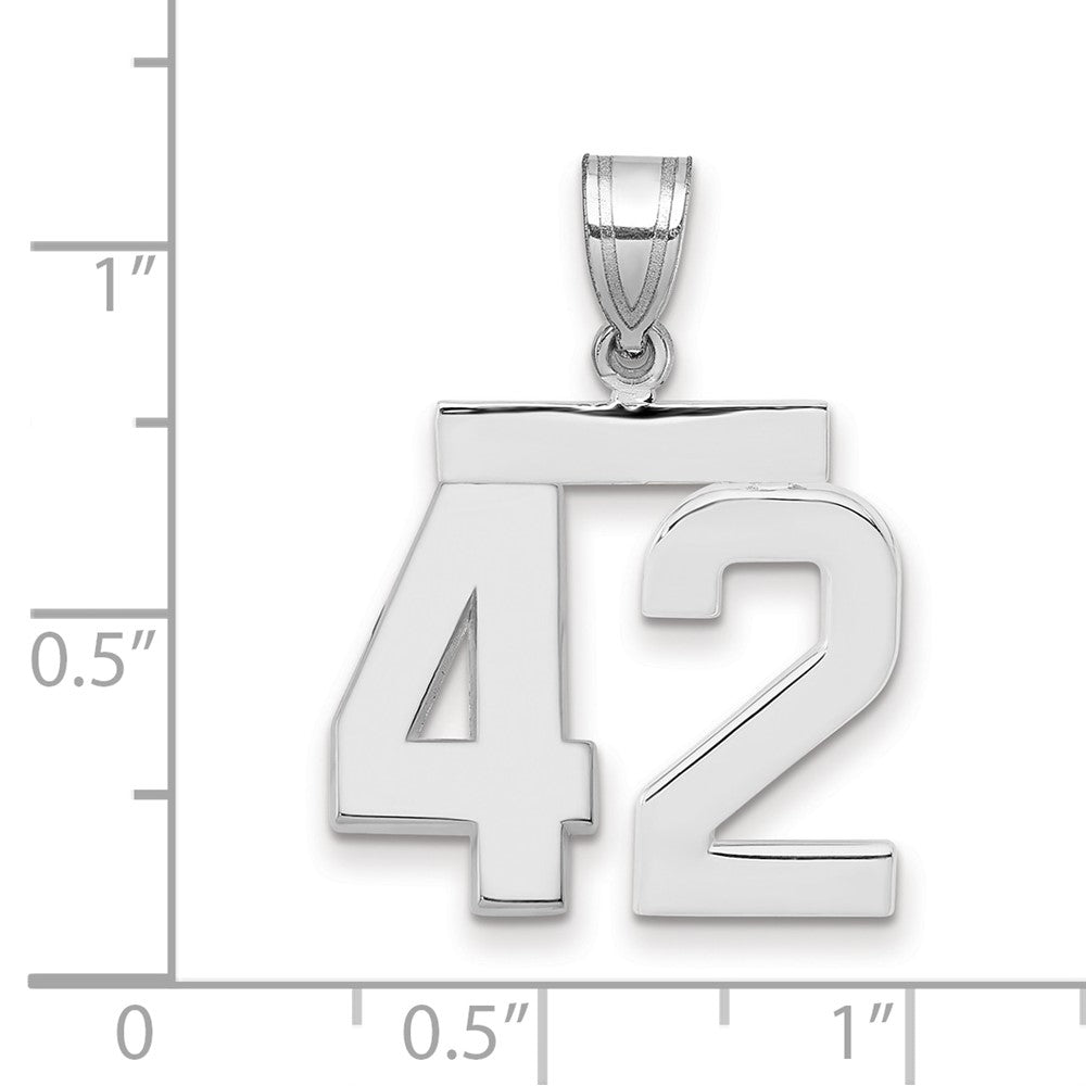 14K Weißgold mittelgroßer polierter Zahl-42-Charm