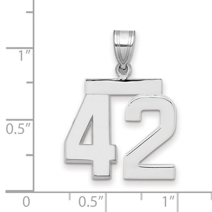 14K Weißgold mittelgroßer polierter Zahl-42-Charm