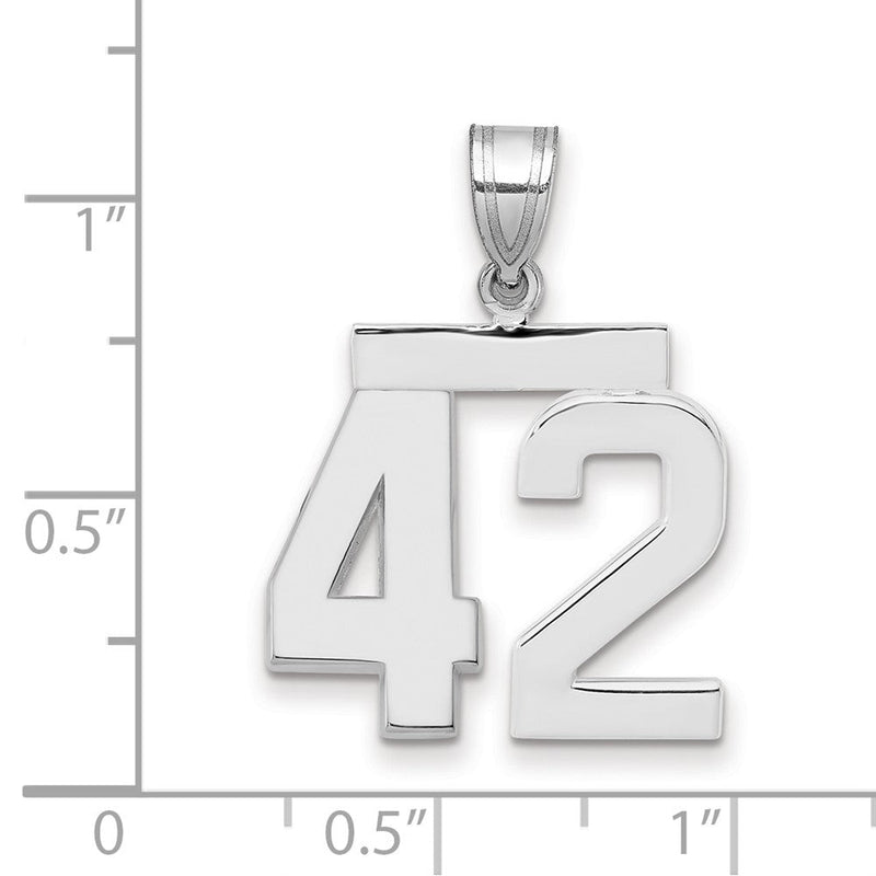 14K Weißgold mittelgroßer polierter Zahl-42-Charm