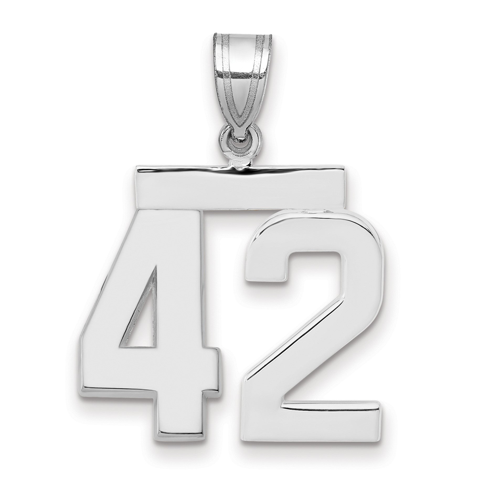 14K Weißgold mittelgroßer polierter Zahl-42-Charm