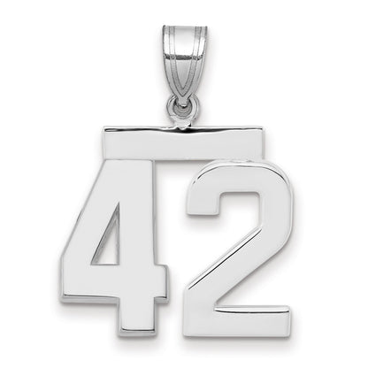 14K Weißgold mittelgroßer polierter Zahl-42-Charm