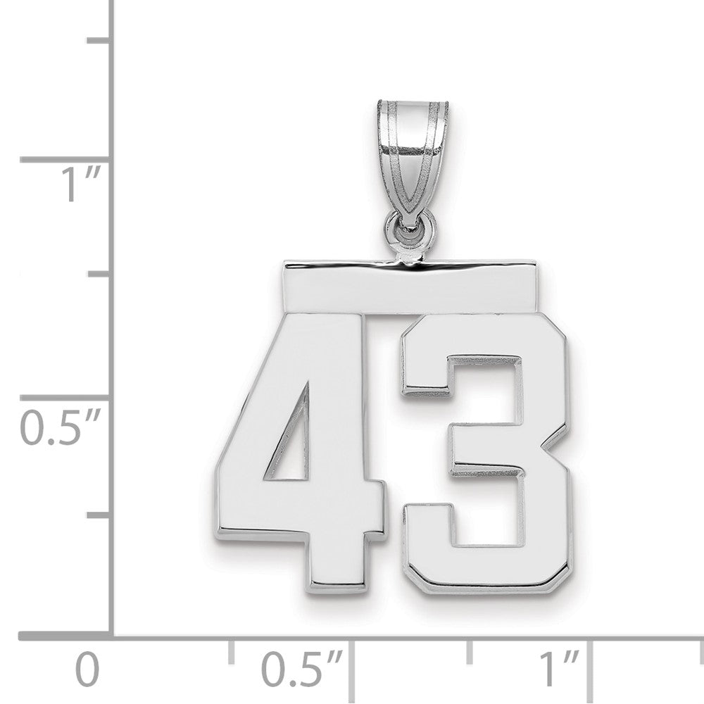 14K Weißgold Charm „Nummer 43“, mittelgroß, poliert