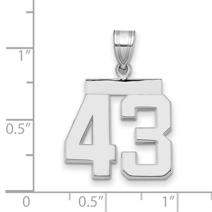 14K Weißgold Charm „Nummer 43“, mittelgroß, poliert