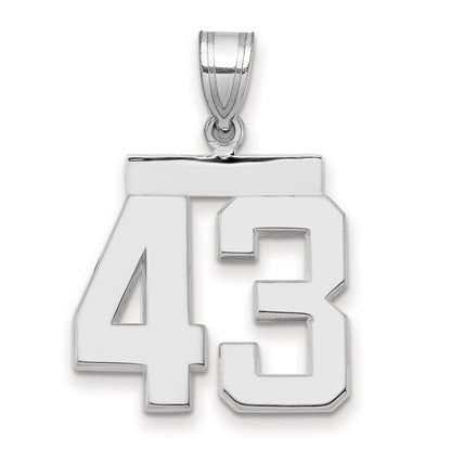 14K Weißgold Charm „Nummer 43“, mittelgroß, poliert