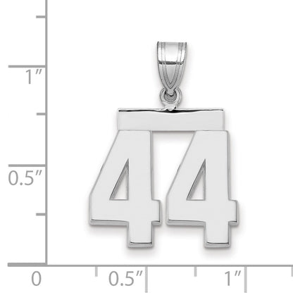14K Weißgold Charm „Zahl 44“, mittelgroß, poliert