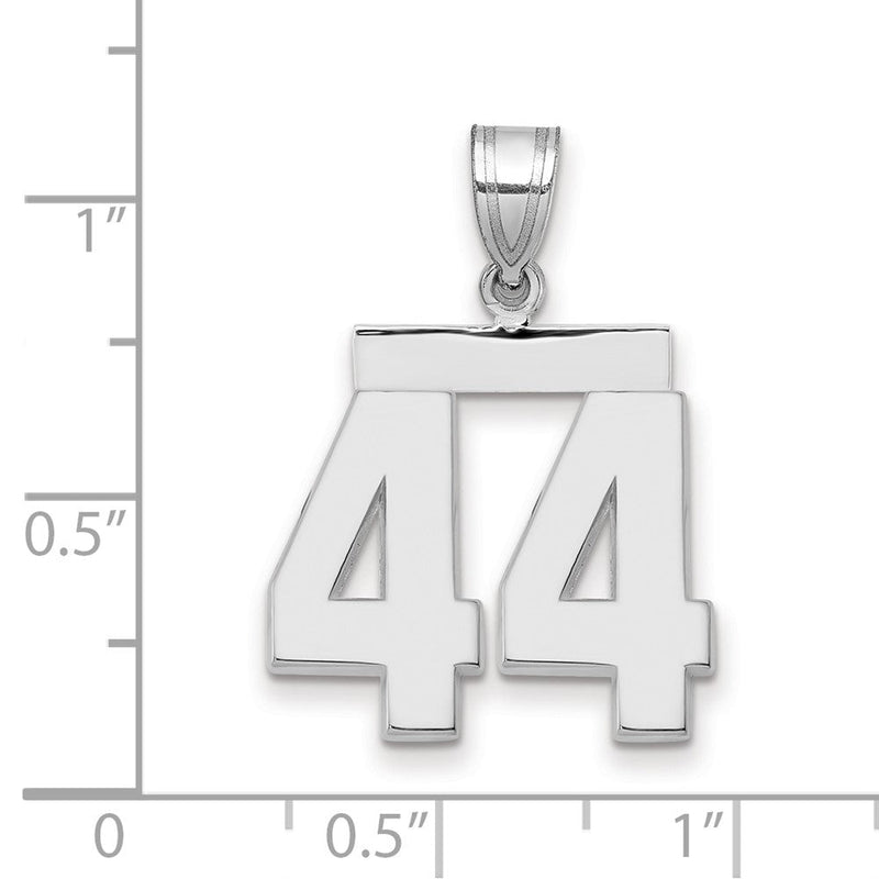 14K Weißgold Charm „Zahl 44“, mittelgroß, poliert