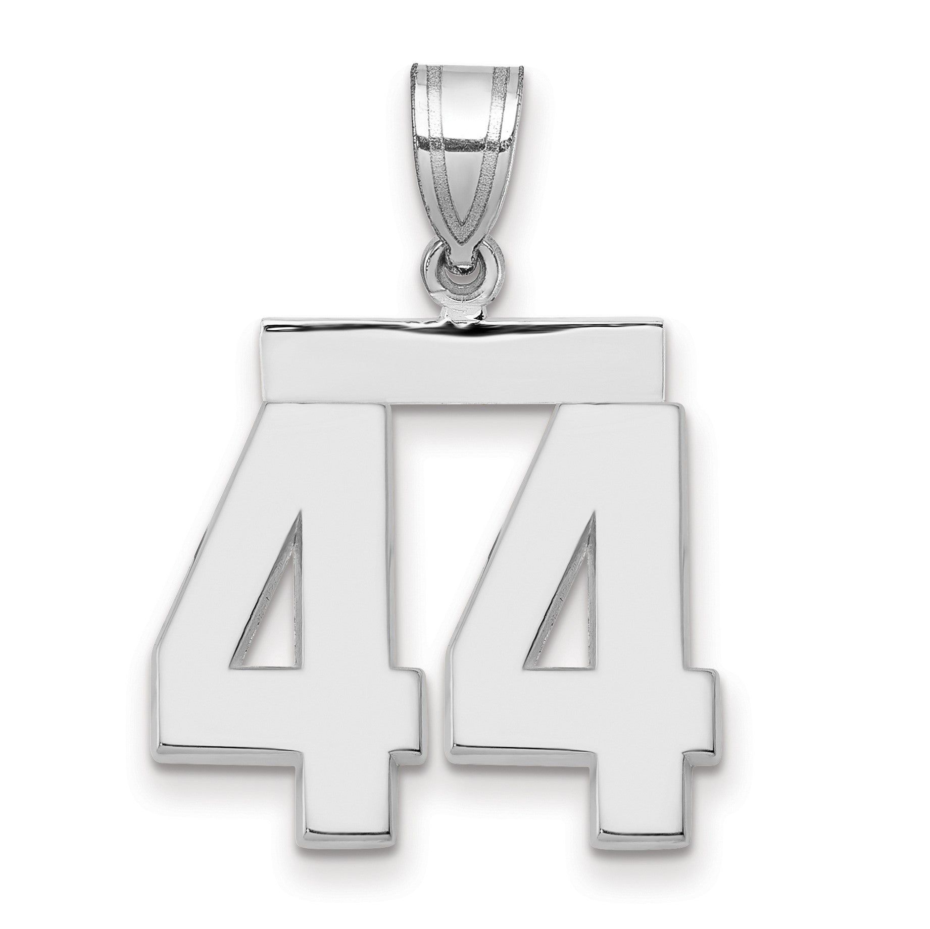 14K Weißgold Charm „Zahl 44“, mittelgroß, poliert