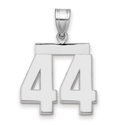 14K Weißgold Charm „Zahl 44“, mittelgroß, poliert
