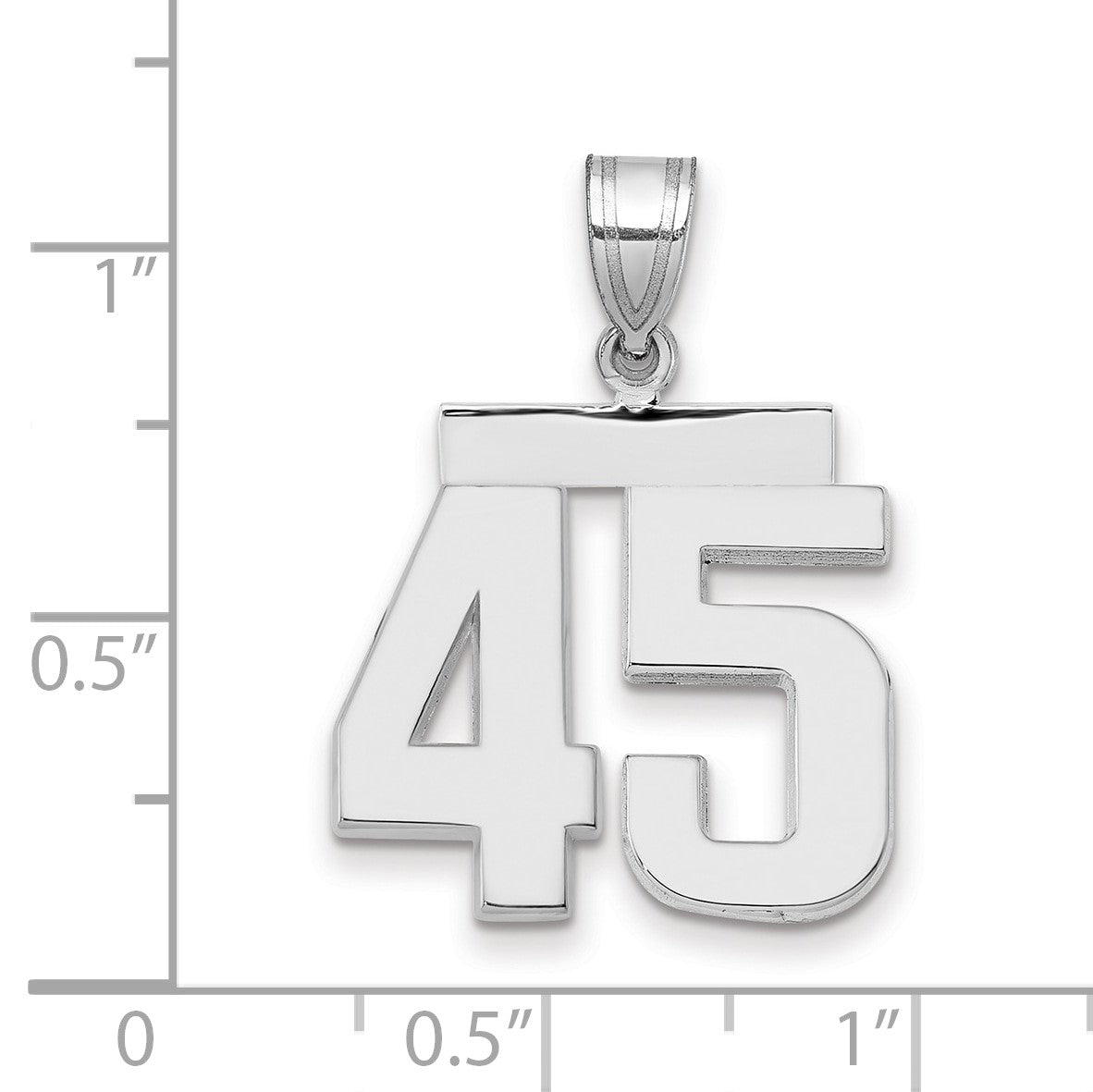 14K Weißgold Charm „Zahl 45", mittelgroß, poliert