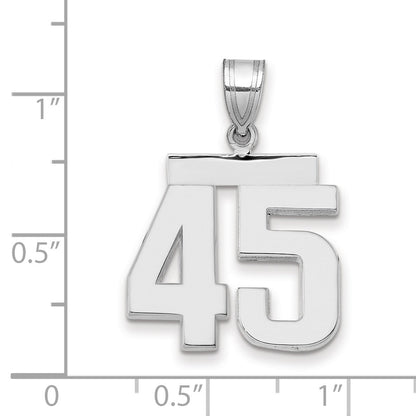 14K Weißgold Charm „Zahl 45", mittelgroß, poliert