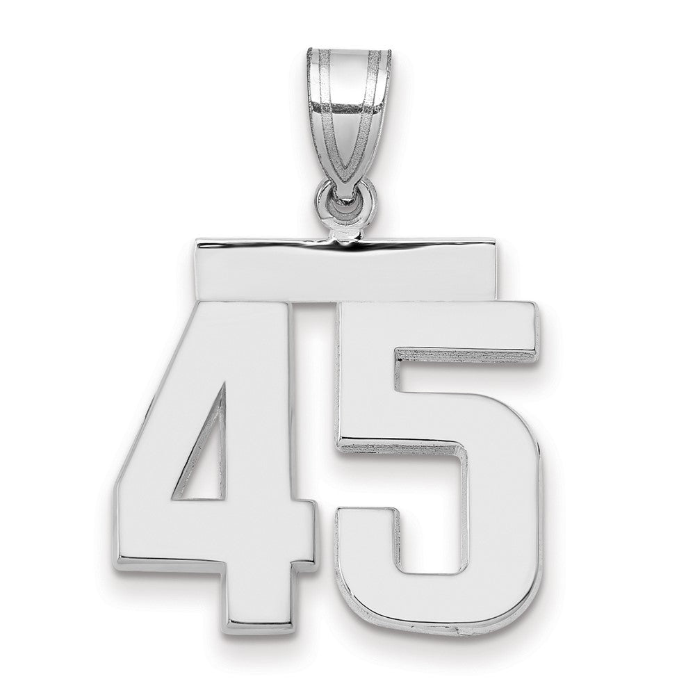 14K Weißgold Charm „Zahl 45", mittelgroß, poliert