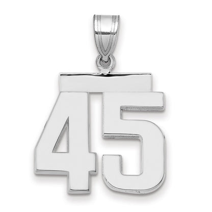 14K Weißgold Charm „Zahl 45", mittelgroß, poliert