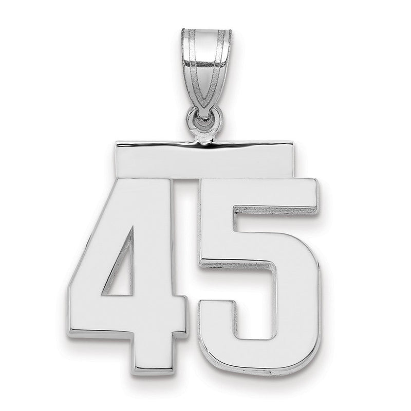 14K Weißgold Charm „Zahl 45", mittelgroß, poliert