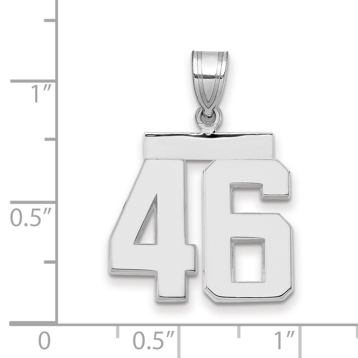 14K Weißgold Zahl 46 Charm, mittelgroß, poliert