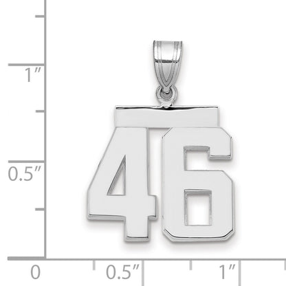 14K Weißgold Zahl 46 Charm, mittelgroß, poliert