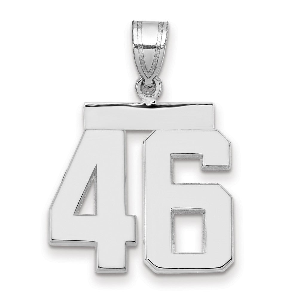 14K Weißgold Zahl 46 Charm, mittelgroß, poliert