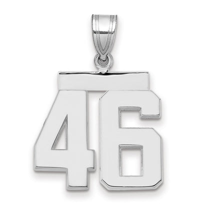 14K Weißgold Zahl 46 Charm, mittelgroß, poliert