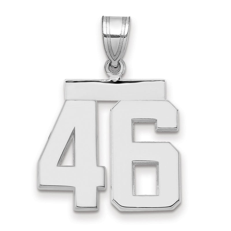 14K Weißgold Zahl 46 Charm, mittelgroß, poliert