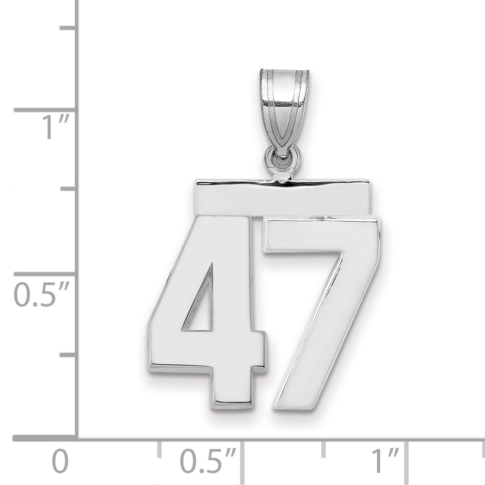 14K Weißgold mittelgroßer polierter Charm Nummer 47