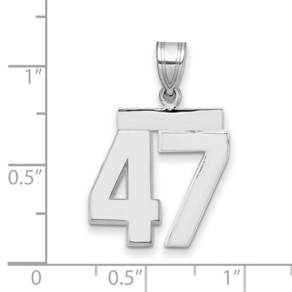 14K Weißgold mittelgroßer polierter Charm Nummer 47